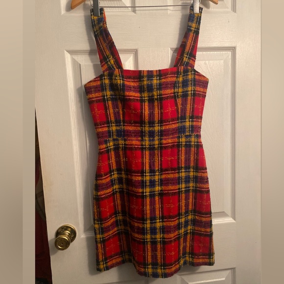 Amanda Uprichard Red Scotch Plaid Makenna Mini Dress - Picture 5 of 8